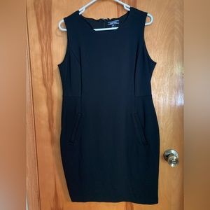 Lands' End Women's Petite Sleeveless Ponte Sheath Dress, Black, 14P